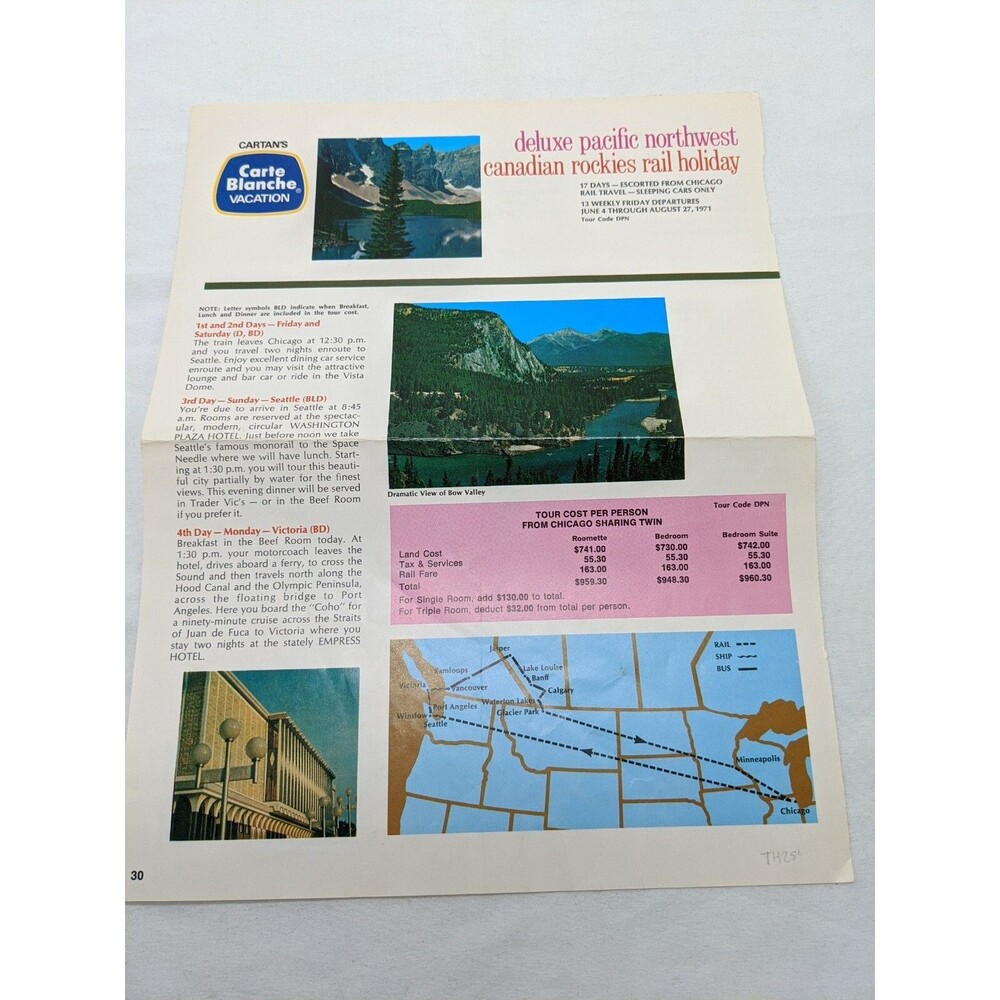 Cartans Carte Blanche Vacation Deluxe Canadian Rockies Rail Holiday Pamphlet